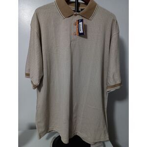 PREMIER, Tan/Beige Short Sleeve Polo Shirt, Size L (NWT)